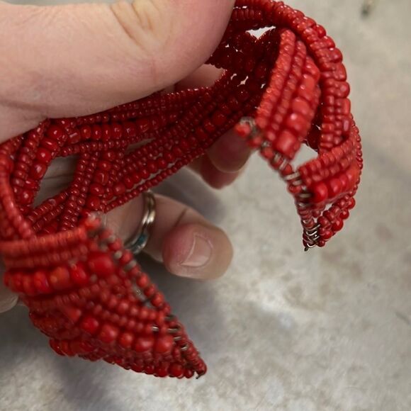 Bundle Sale 3 for $15 | Handcrafted Red Seed Bead Cuff Bracelet - Picture 5 of 8